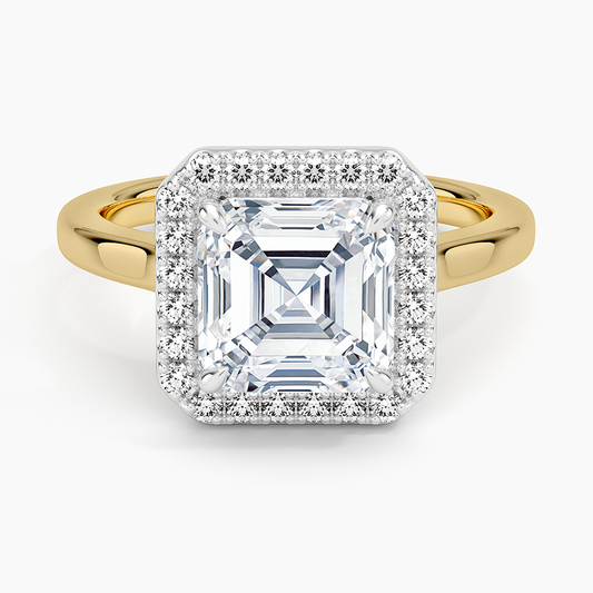 Platinum Mixed Metal Julia Halo Diamond Ring (1/5 ct. tw.) - Asscher Cut Center Stone