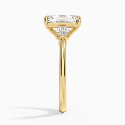 Symphony Tapered Baguette Three Stone Diamond Ring (1/5 ct. tw.) - Emerald Cut Center Stone