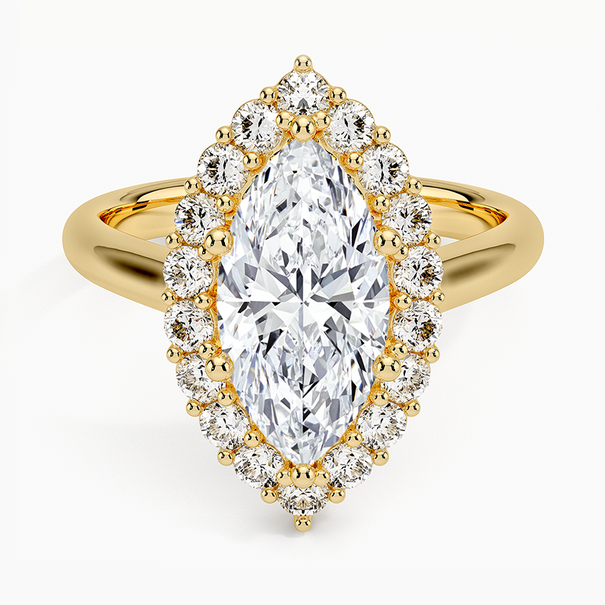 Lotus Flower Halo Diamond Ring (1/4 ct. tw.) - Marquise Cut Center Stone