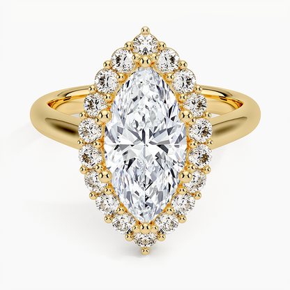 Lotus Flower Halo Diamond Ring (1/4 ct. tw.) - Marquise Cut Center Stone