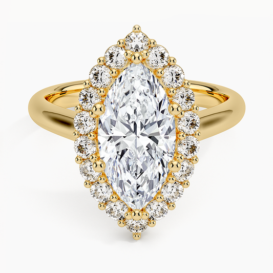 Lotus Flower Halo Diamond Ring (1/4 ct. tw.) - Marquise Cut Center Stone