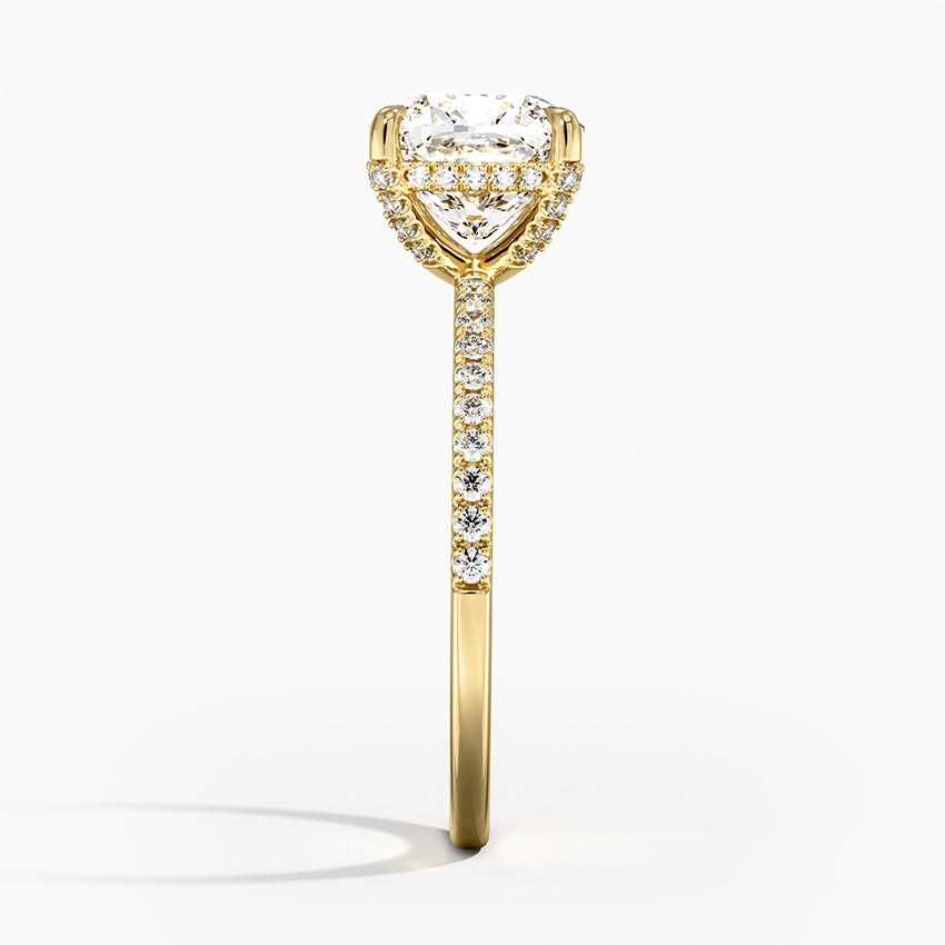 Viviana Half Coverage Diamond Ring - Cushion Cut Center Stone
