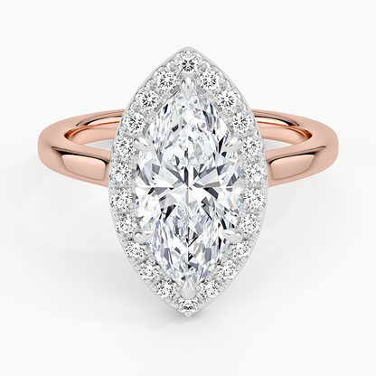 Platinum Mixed Metal Julia Halo Diamond Ring (1/5 ct. tw.) - Marquise Center Stone