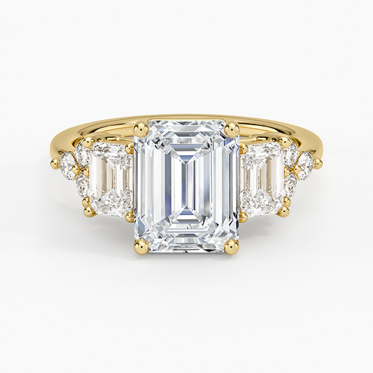 Sabine Cluster Diamond Ring (1 ct. tw.) - Emerald Cut Center Stone