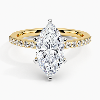 Six Prong Petite Shared Prong Diamond Ring (1/5 ct. tw.) - Marquise Center Stone