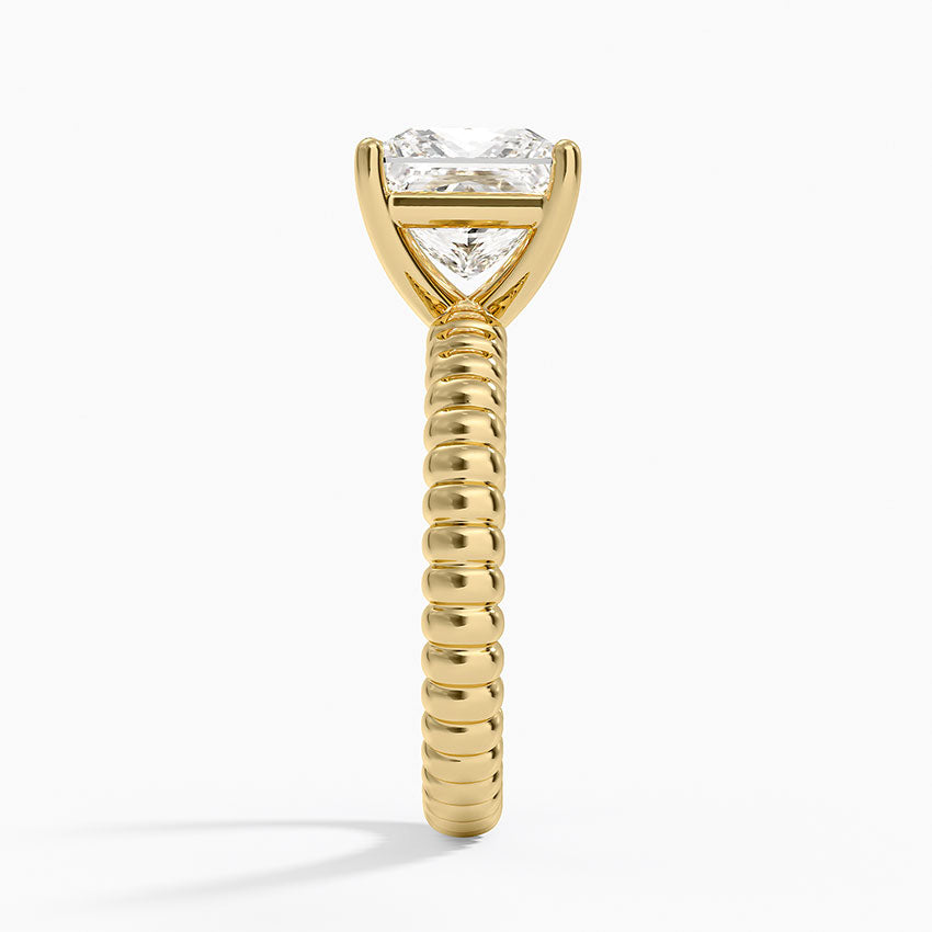 Petra Textured Solitaire Ring - Princess Cut Center Stone