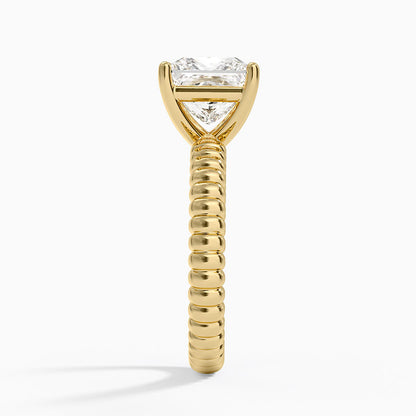 Petra Textured Solitaire Ring - Princess Cut Center Stone