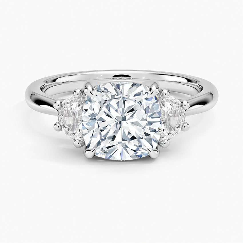 Half Moon Three Stone Diamond Ring (1/4 ct. tw.) - Cushion Cut Center Stone