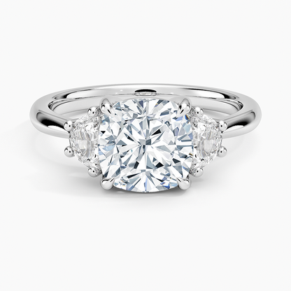 Half Moon Three Stone Diamond Ring (1/4 ct. tw.) - Cushion Cut Center Stone