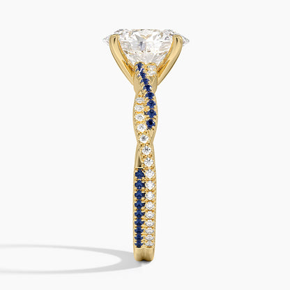 Petite Luxe Twisted Vine Sapphire and Diamond Ring (1/8 ct. tw.) - Oval Cut Center Stone