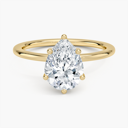 Perfect Fit 1.4mm Solitaire Ring - Pear Center Stone