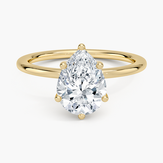 Perfect Fit 1.4mm Solitaire Ring - Pear Center Stone