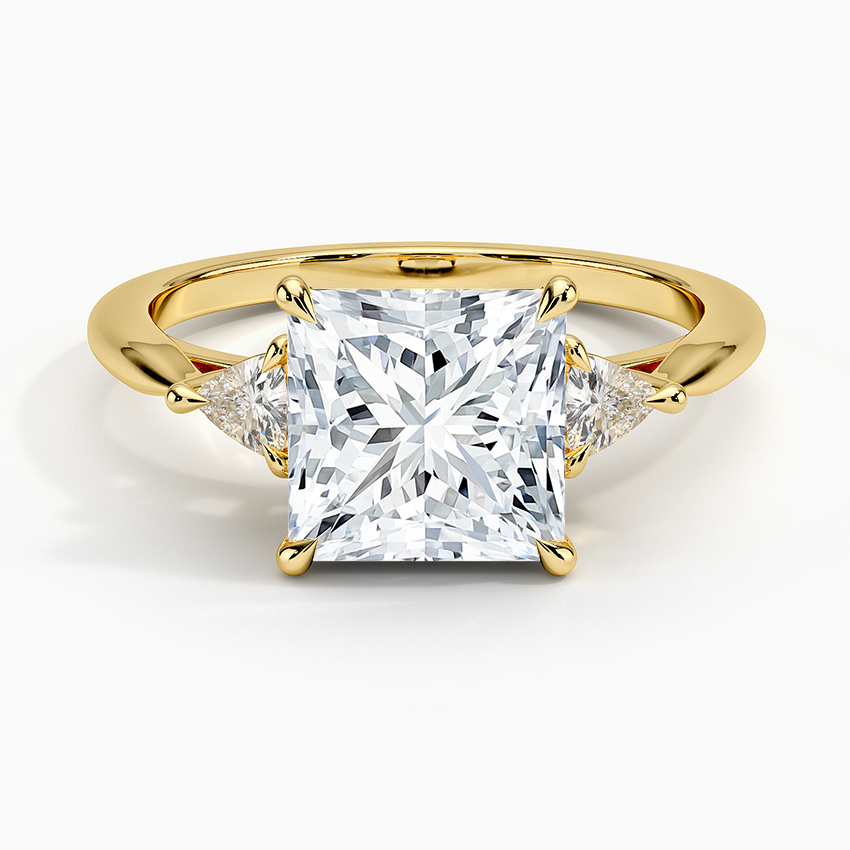Trillion Cut Three Stone Diamond Ring - Princess Cut Center Stone