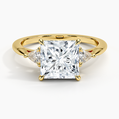 Trillion Cut Three Stone Diamond Ring - Princess Cut Center Stone