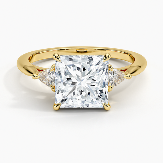 Trillion Cut Three Stone Diamond Ring - Princess Cut Center Stone