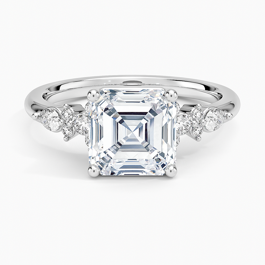 Rosette Diamond Ring - Asscher Cut Center Stone