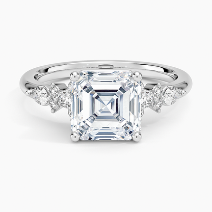Rosette Diamond Ring - Asscher Cut Center Stone