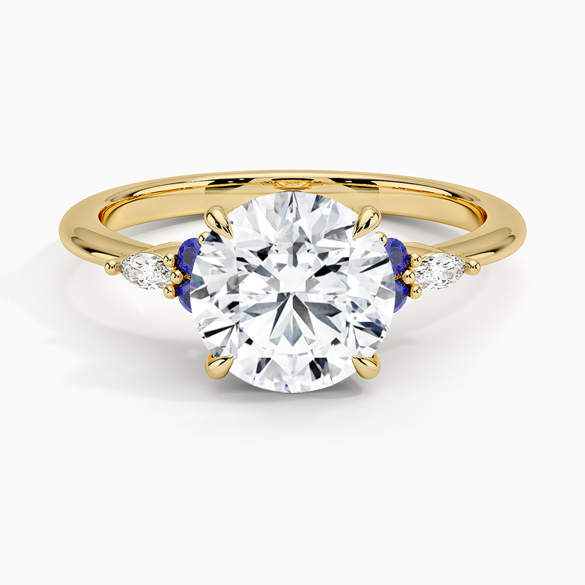Nadia Sapphire and Diamond Ring - Round Cut Center Stone