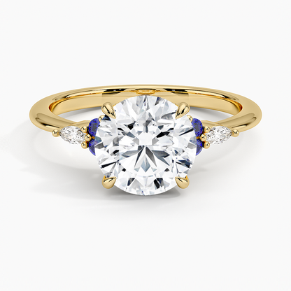 Nadia Sapphire and Diamond Ring - Round Cut Center Stone