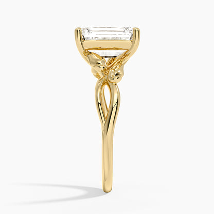 Budding Willow Solitaire Ring - Emerald Cut Center Stone