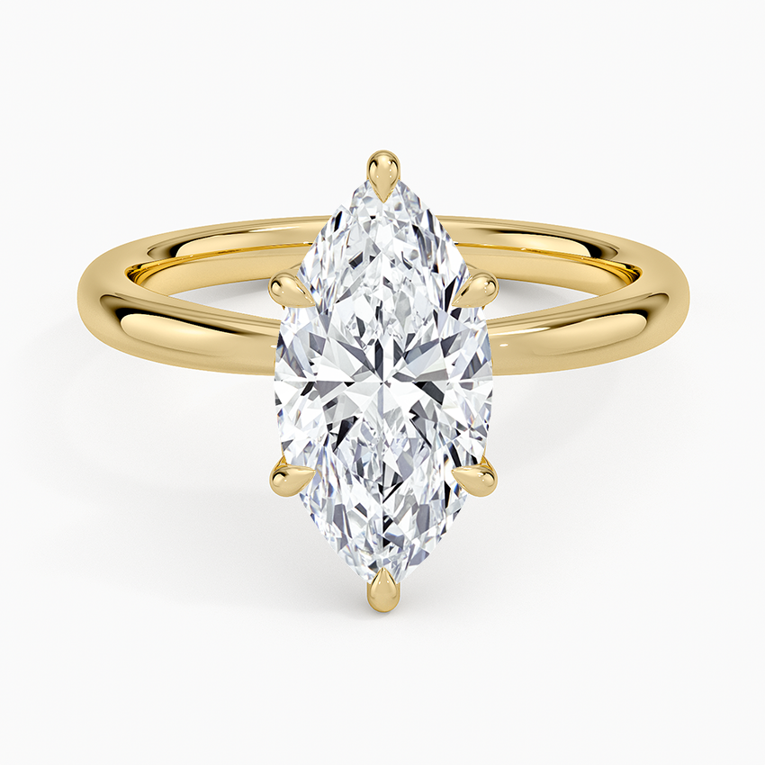 Petal 2mm Solitaire Ring - Marquise Cut Center Stone