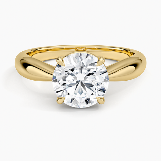 Thea Tapered Solitaire Diamond Ring - Round Center Stone