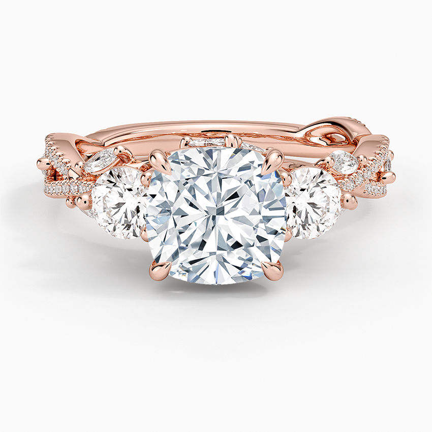 Luxe Secret Garden Three Stone Diamond Ring (1 ct. tw.) - Cushion Cut Center Stone