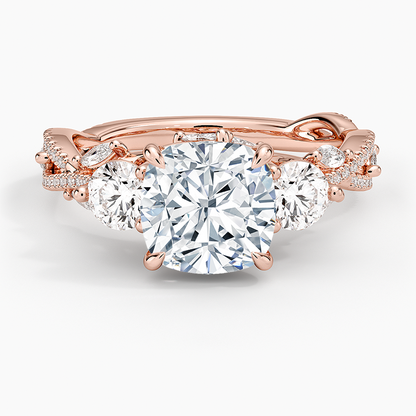Luxe Secret Garden Three Stone Diamond Ring (1 ct. tw.) - Cushion Cut Center Stone