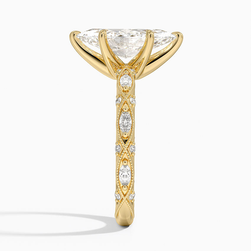 Celestia Milgrain Diamond Ring (1/4 ct. tw.) - Marquise Center Stone