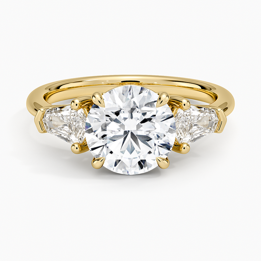 Shield Cut Three Stone Diamond Ring (1/2 ct. tw.) - Round Center Stone