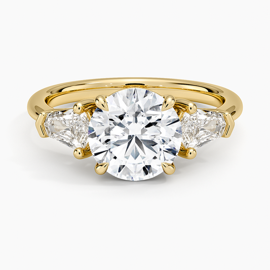Shield Cut Three Stone Diamond Ring (1/2 ct. tw.) - Round Center Stone