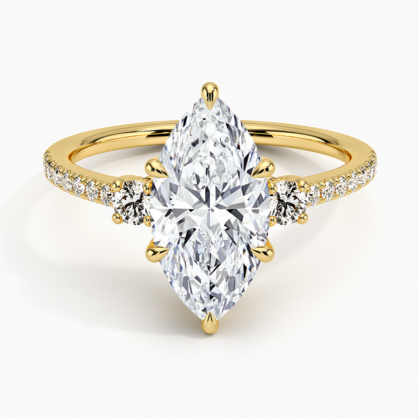 Lyra Three Stone Diamond Ring (1/4 ct. tw.) - Marquise Center Stone