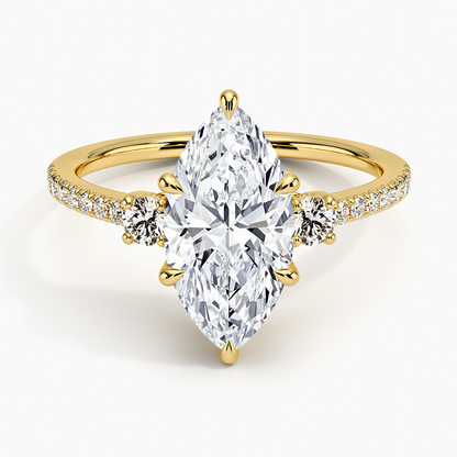 Lyra Three Stone Diamond Ring (1/4 ct. tw.) - Marquise Center Stone