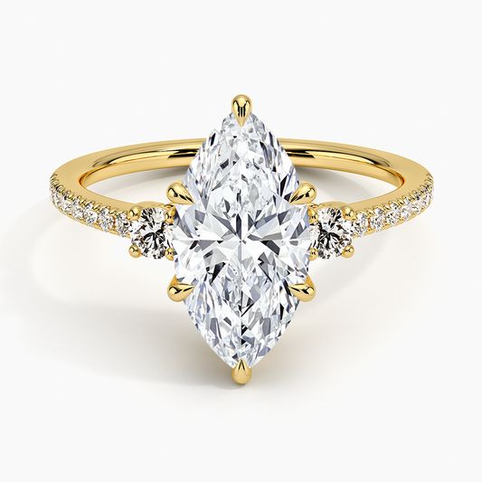 Lyra Three Stone Diamond Ring (1/4 ct. tw.) - Marquise Center Stone