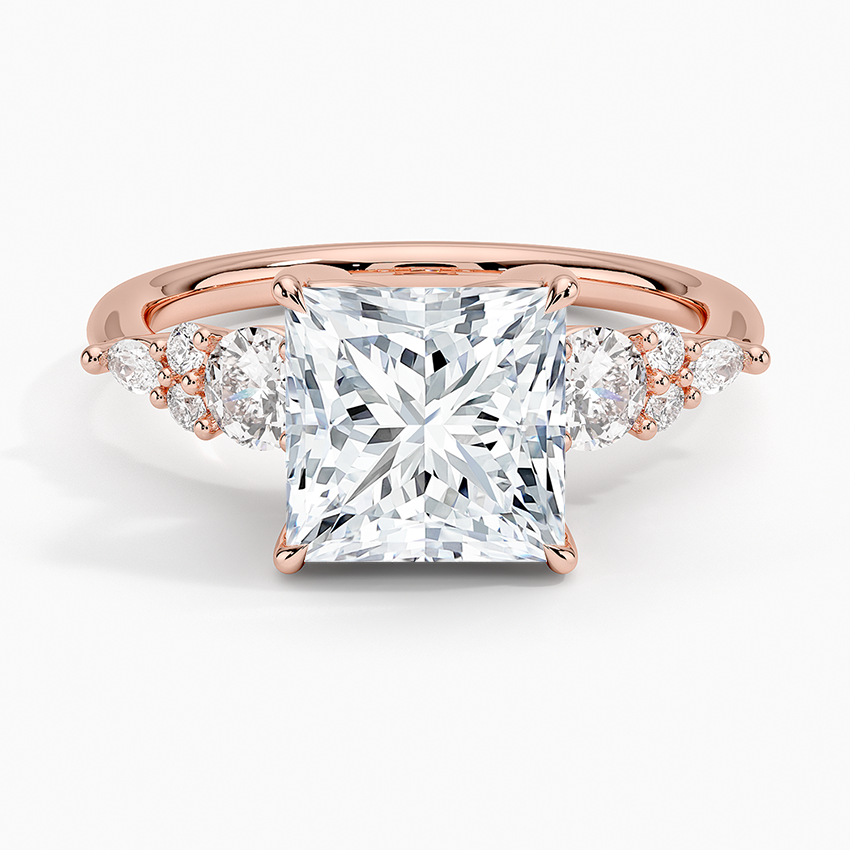 Nadia Three Stone Diamond Ring - Princess Cut Center Stone