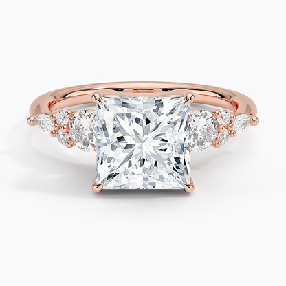 Nadia Three Stone Diamond Ring - Princess Cut Center Stone