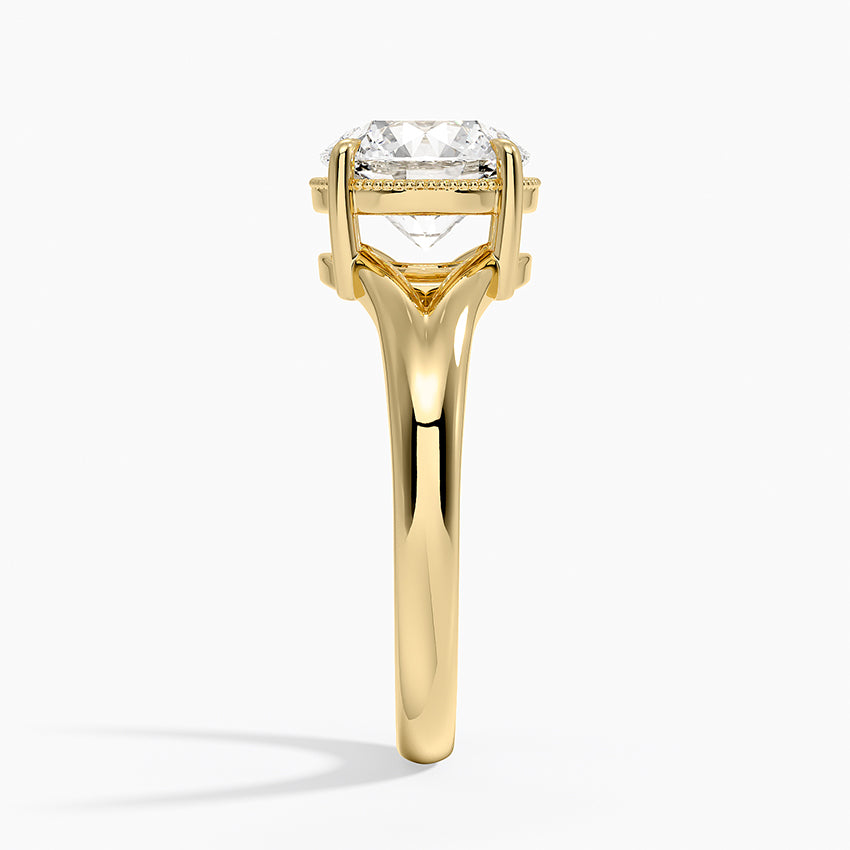Cora Split Shank Solitaire Ring - Round Cut Center Stone