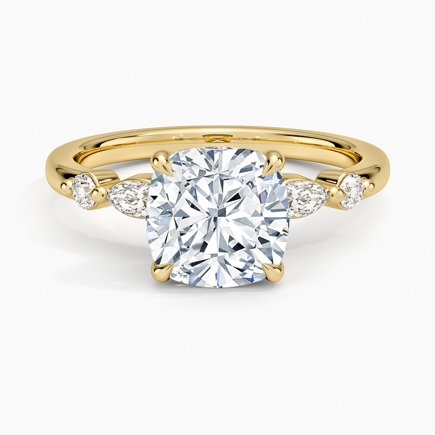 Versailles One-Quarter Coverage Diamond Ring - Cushion Cut Center Stone