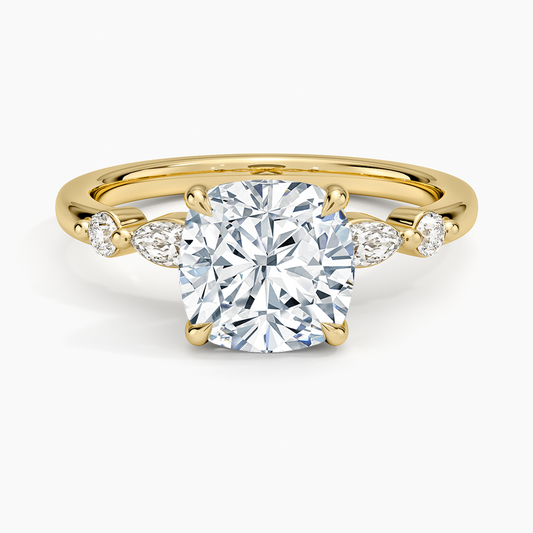 Versailles One-Quarter Coverage Diamond Ring - Cushion Cut Center Stone
