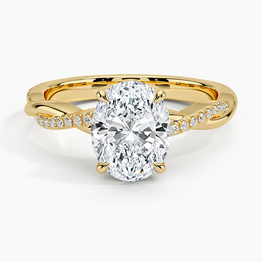 Petite Twisted Vine Diamond Ring (1/8 ct. tw.) - Oval Center Stone