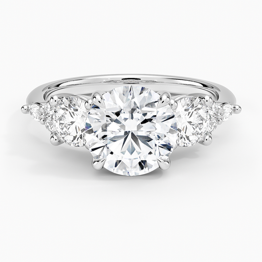 Luxe Nadia Three Stone Diamond Ring - Round Center Stone