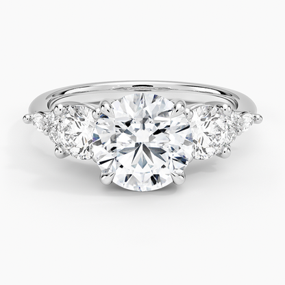 Luxe Nadia Three Stone Diamond Ring - Round Center Stone