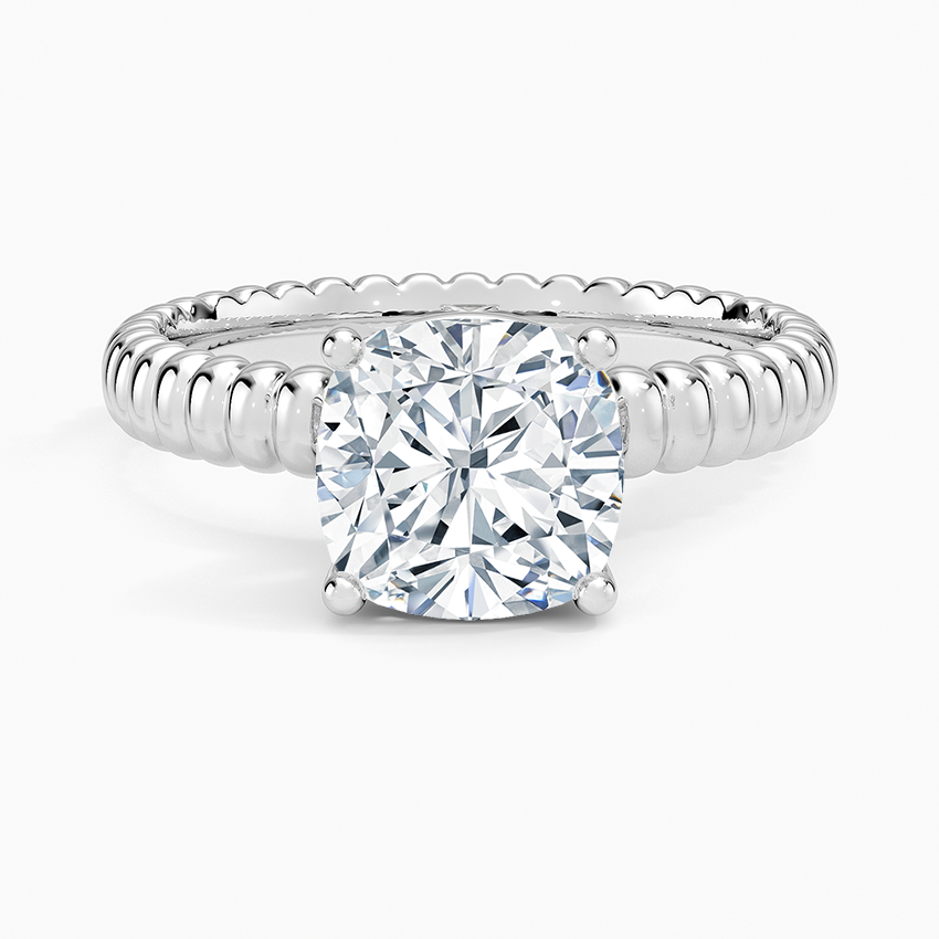 Petra Textured Solitaire Ring - Cushion Cut Center Stone