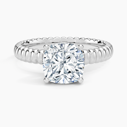 Petra Textured Solitaire Ring - Cushion Cut Center Stone