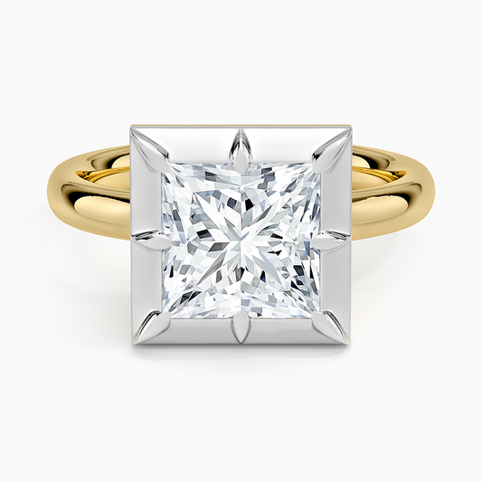 Harper Mixed Metal Solitaire Ring - Princess Cut Center Stone