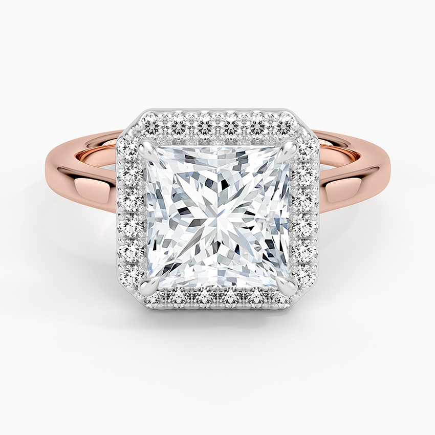 Platinum Mixed Metal Julia Halo Diamond Ring (1/5 ct. tw.) - Princess Cut Center Stone