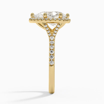Joy Half Coverage Diamond Ring - Pear Cut Center Stone