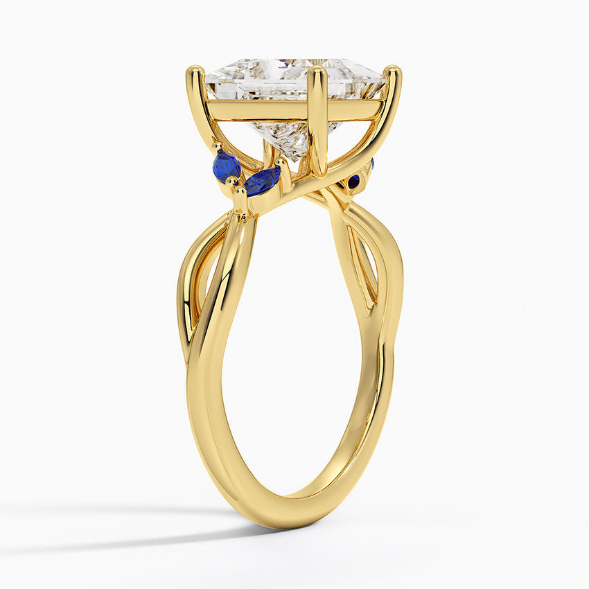 Willow Ring With Sapphire Accents - Princess Cut Center Stone