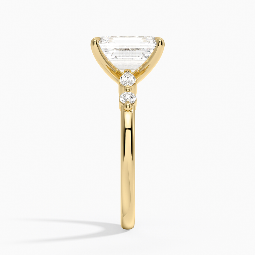 Versailles One-Quarter Coverage Diamond Ring - Emerald Cut Center Stone