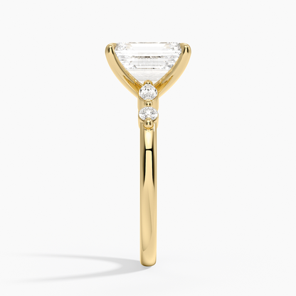 Versailles One-Quarter Coverage Diamond Ring - Emerald Cut Center Stone